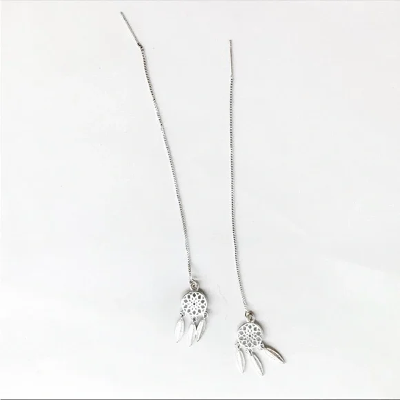 🆕 Gorgeous Dainty .925 Sterling Sikver Dream Catcher w/Fringe Drop Earrings NWT - Picture 11 of 14